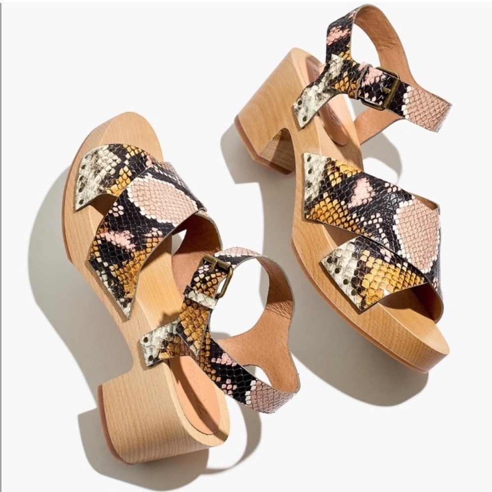 Madewell Snake Crisscross Clogs Sandals Open Toe Leather Ankle Strap 9 1/2